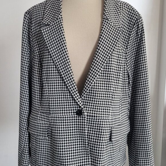 Glamour Z Lane Bryant Women's Black/White Houndstooth Jacket Blazer (Size: 24) - Picture 3 of 16